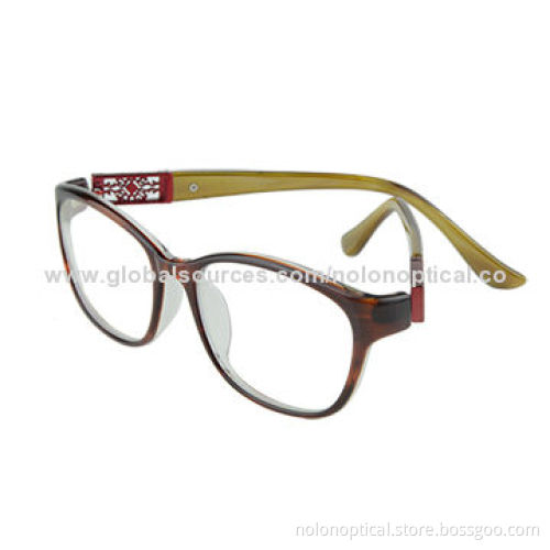 Retro Vintage Brown Women's Eyeglasses with Chinese Style Deco